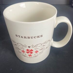 Starbucks Cream and Red Decorative Mug